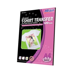 Hi-jet กระดาษรีดเสื้อ สำหรับผ้าสีอ่อน Inkjet Platinum Transfer Paper for Light-colored Textile 120 แกรม A4 5 แผ่น - Image 3