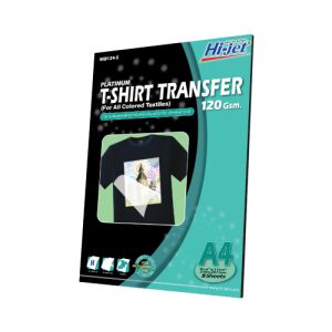 Hi-jet กระดาษรีดเสื้อ สำหรับผ้าสีเข้ม Inkjet Platinum Transfer Paper for Dark-colored Textile 120 แกรม A4 5 แผ่น - Image 3