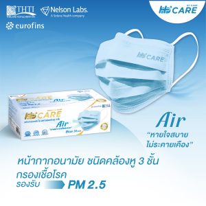 Hi-Care Air (สีชมพู,สีฟ้า,สีเขียว) หน้ากากอนามัย เบาสบายหายใจสะดวก ไม่ระคายเคือง (รองรับ PM2.5 กรองเชื้อโรค) แผ่นกรอง3ชั้น ชนิดคล้องหู / 30ชิ้น - Image 5